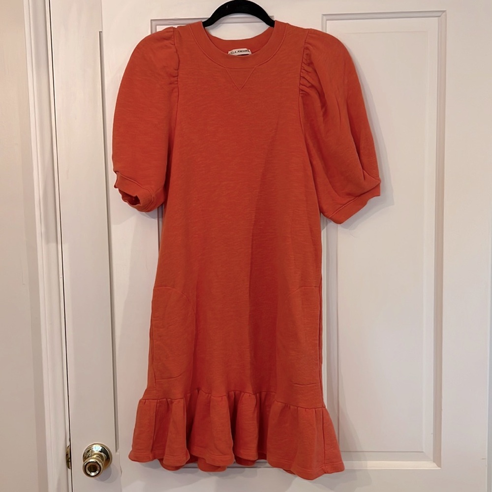 Ulla Johnson orange sweatshirt dress with pockets